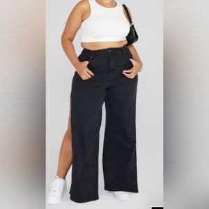 High rise side slit jeans